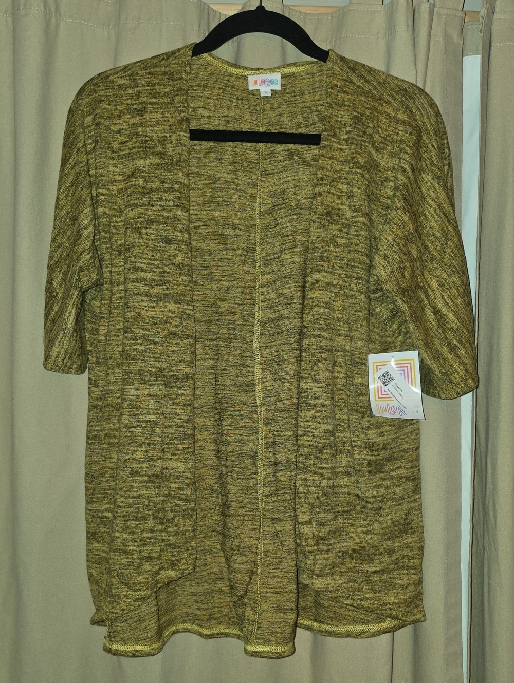 LuLaRoe Olive Green Heather Open-Front Short Sleeve Cardigan Bianka Cardigan 3